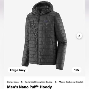 Patagonia Mens Nano Puff Like New Hooded Jacket XXL Forge Grey